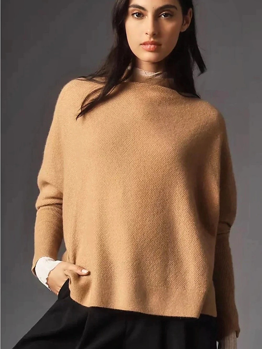 Anthropologie Cashmere Crew Neck Sweater in Brown Size 3x Like New